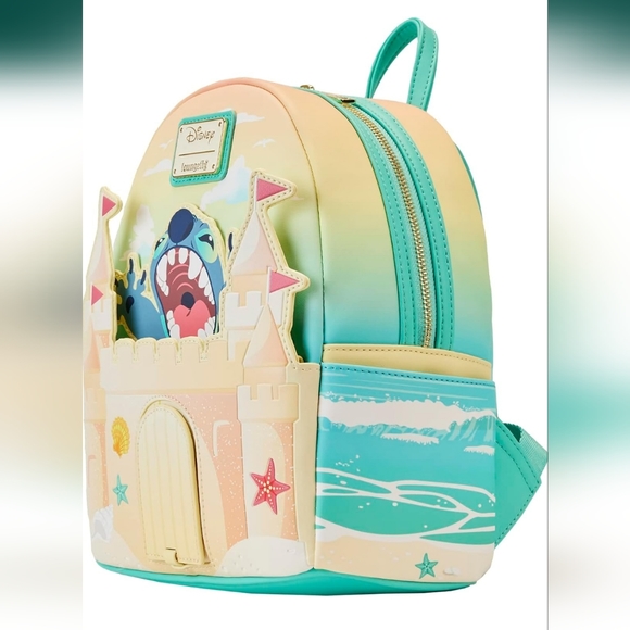 Loungefly Disney Stitch Sandcastle Beach Surprise Mini Backpack Wallet Keychain - Picture 13 of 15